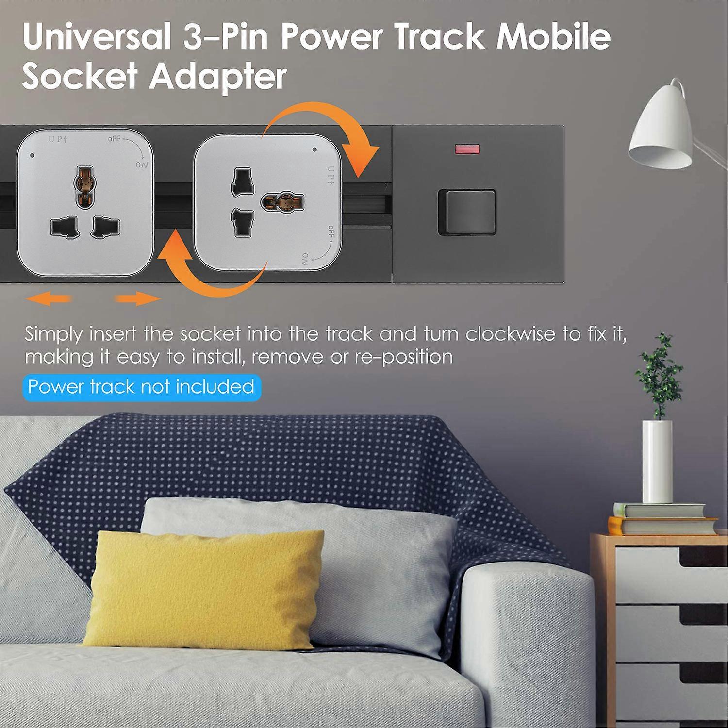 Universal 3-Pin Track Sockets Power Track Socket Outlet Versatile Electric Mobile Track Socket Power Track Adapter