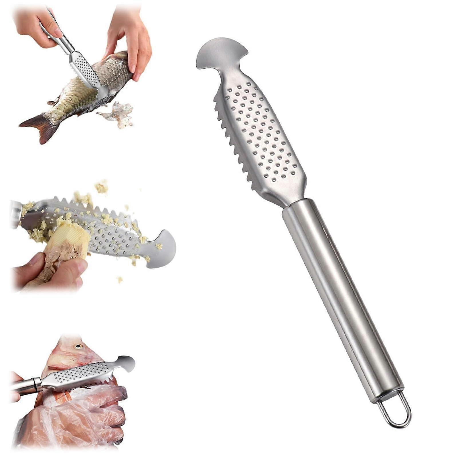 Stainless Steel Fish Scaler Remover 2-In-1, Fish Scales Scraping Tool, Round-Handle Knife For Home And Restaurant