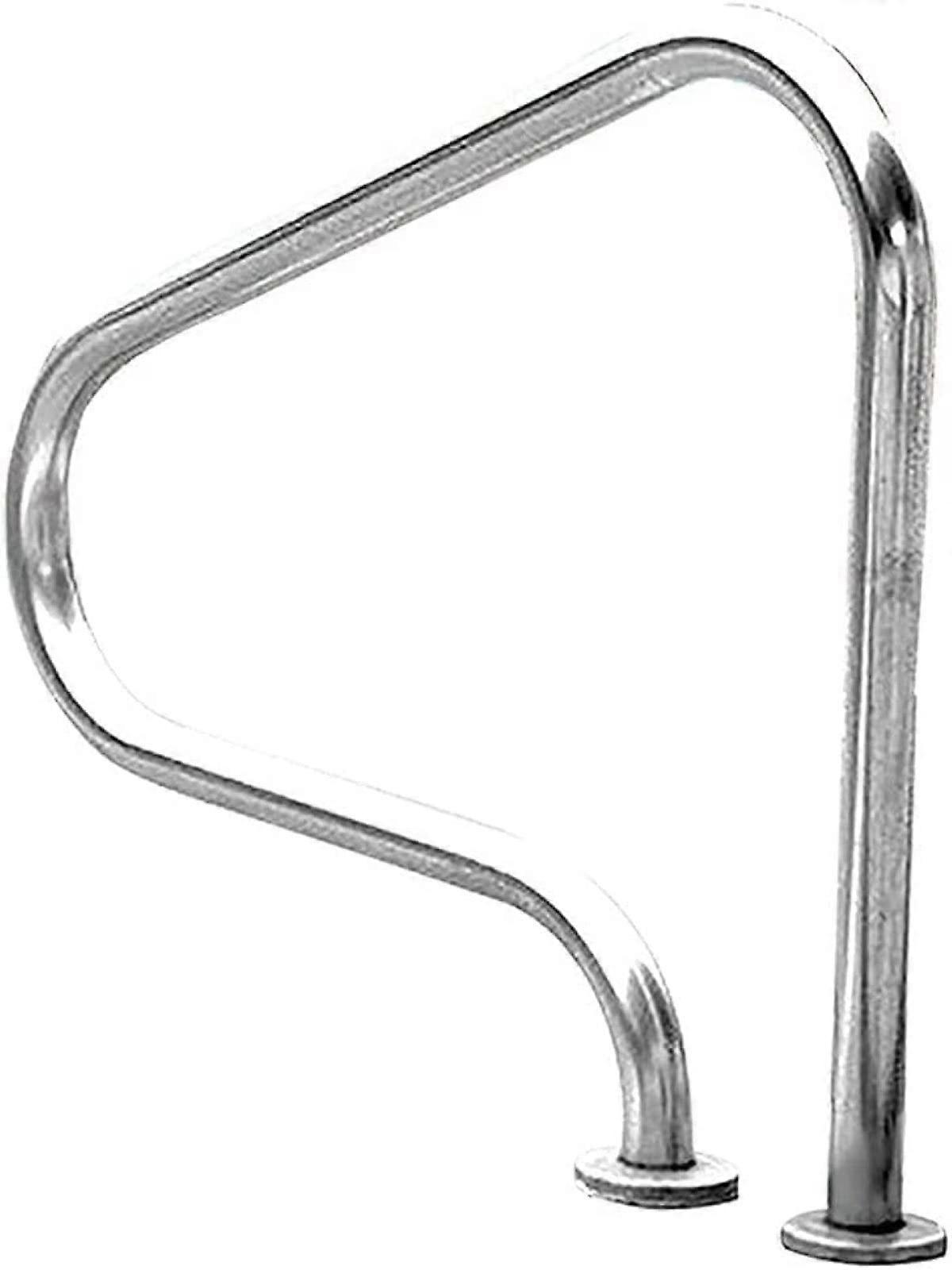 Swimming Pool Stair Rail Pool Guardrail Pool Safety Handrail, Silver Swimming Pool Stair Rail with QuickMount Base, Full Set Accessories, 1Pcs