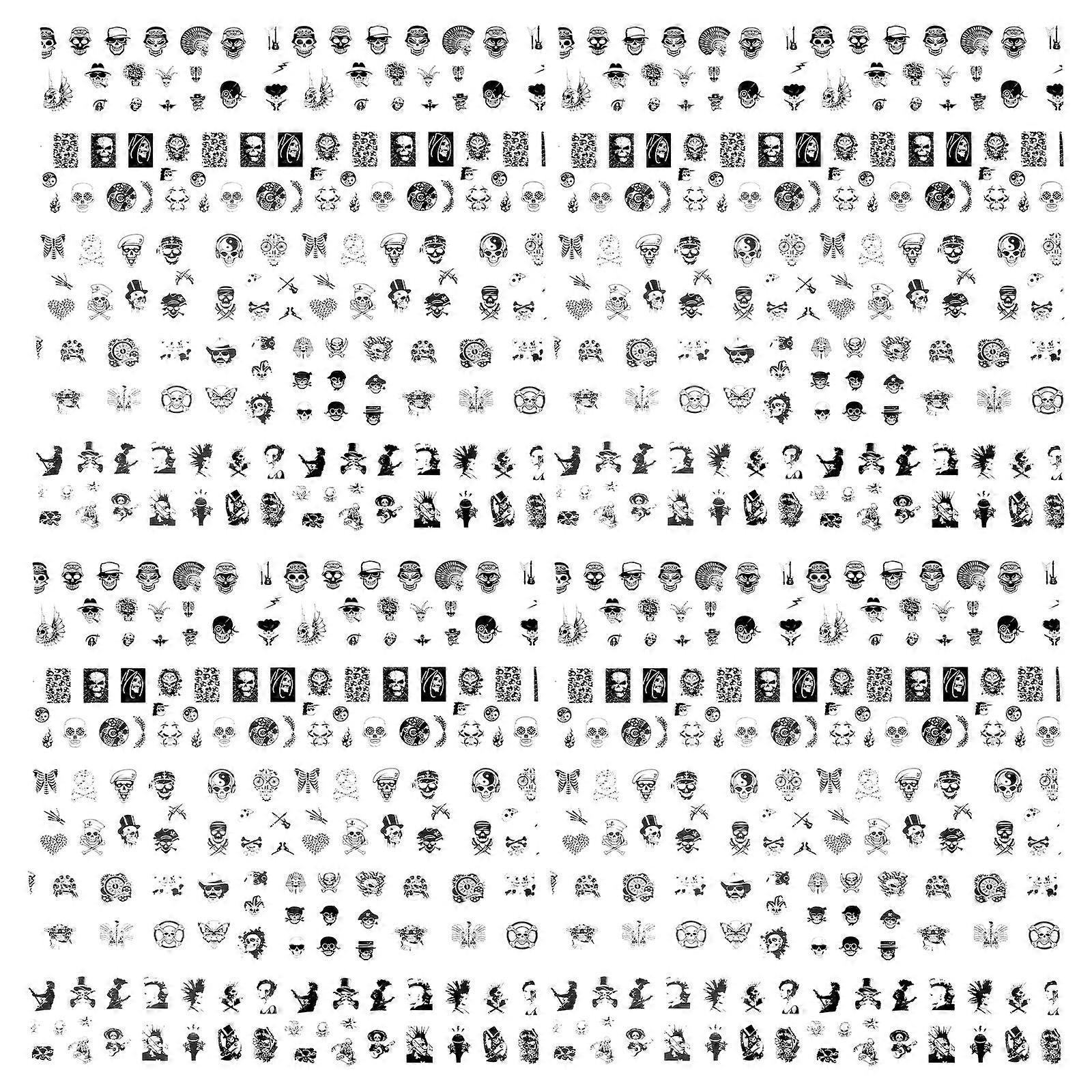 Nail Foil Sheets Skull Square Nails White Pet Material for Diy Projects 5 Sets