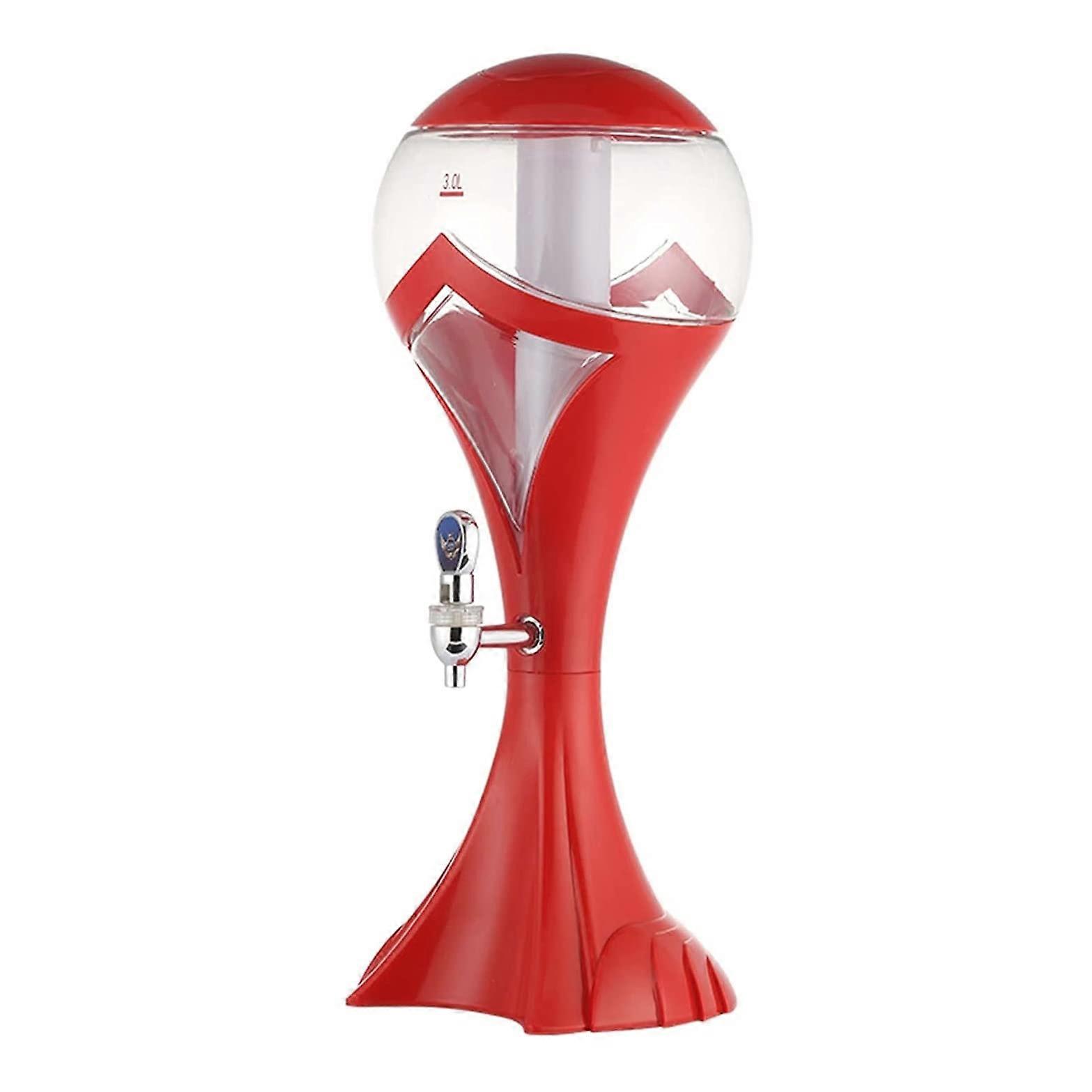 Beer Tower Dispenser, 3L with Colorful Lights, Removable Ice Tube, Easy to Clean (Color : Rot) Ref: 5663