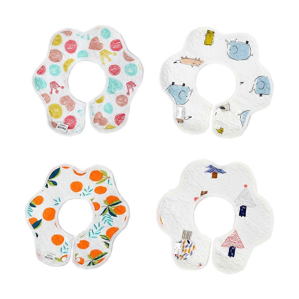 Baby Drooling Keeper Cotton Bib Petal Shape for Children Daily Use Assorted Color 4Pcs