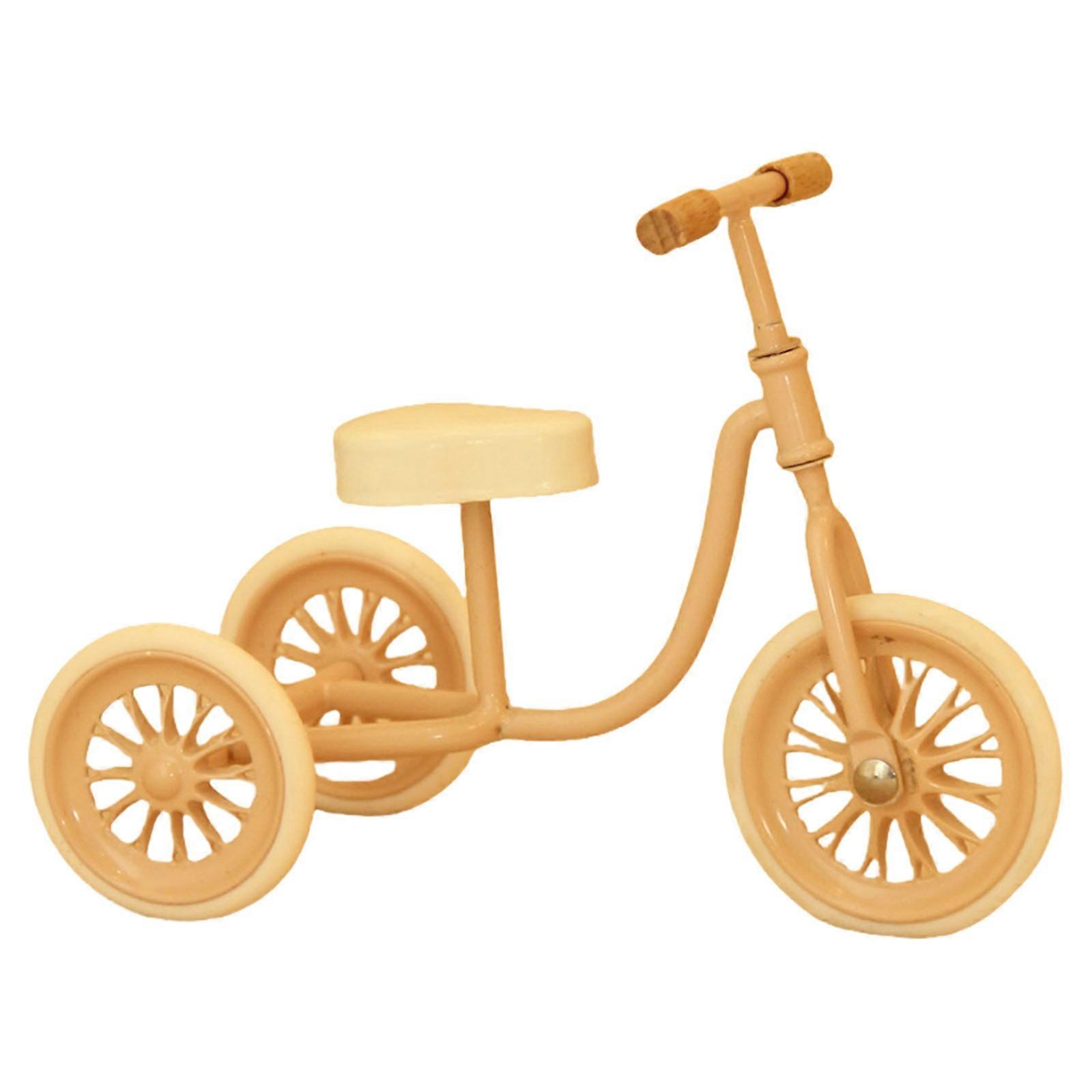 Meticulously Designed Metal Mini Tricycle 1/12 Scale Decorative Prop For Model Projects And Crafting Accessories  White