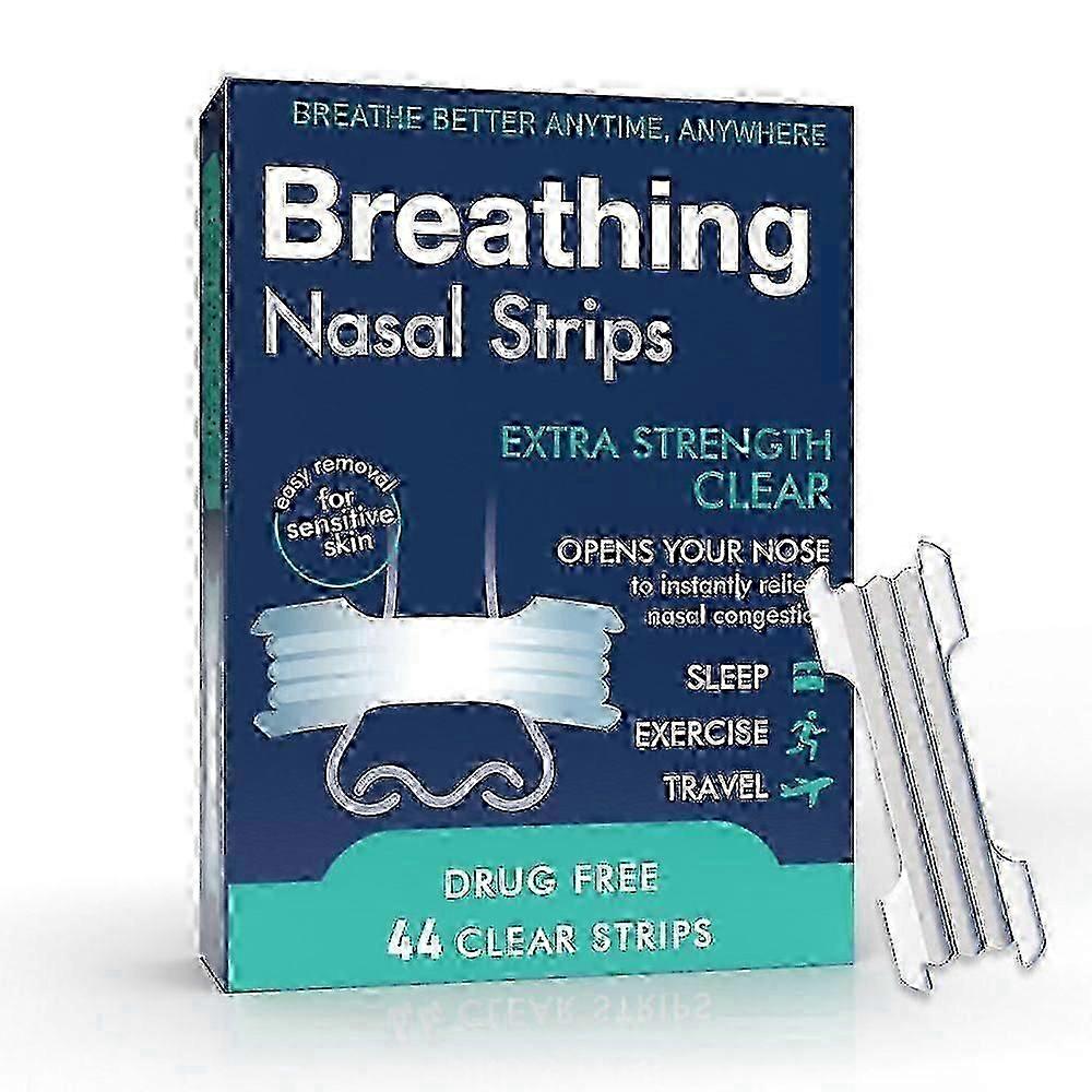 44 Strong Nasal Strips - Clear Extra Strength Nose Stop SolutionSensitive Skin Better Breathe Sleeping Aid