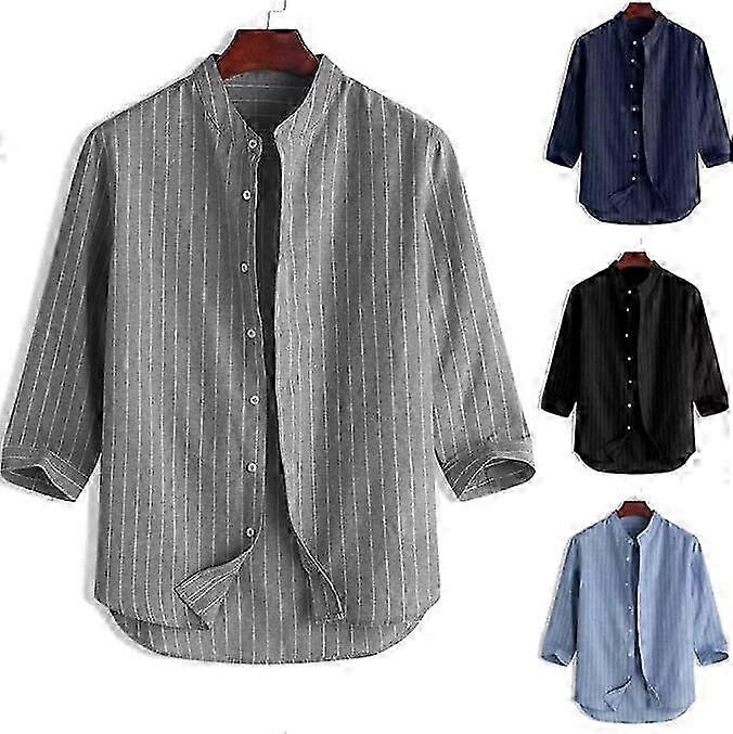 Linnerandiga långärmade skjortor för män