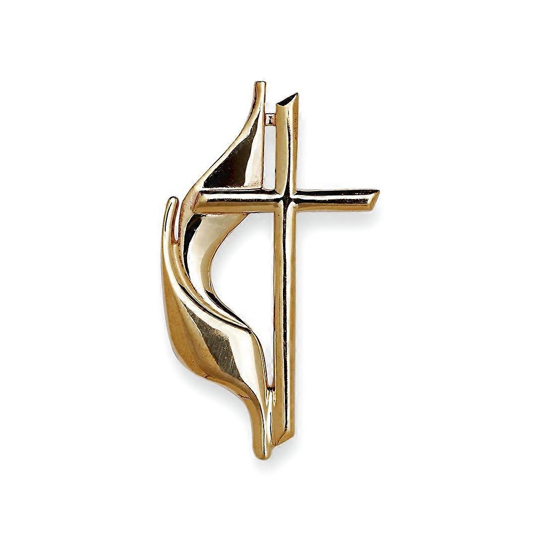 10k Solid Yellow Gold Methodist Religious Faith Cross Lapel Pin Brooches and-Pin for Men
