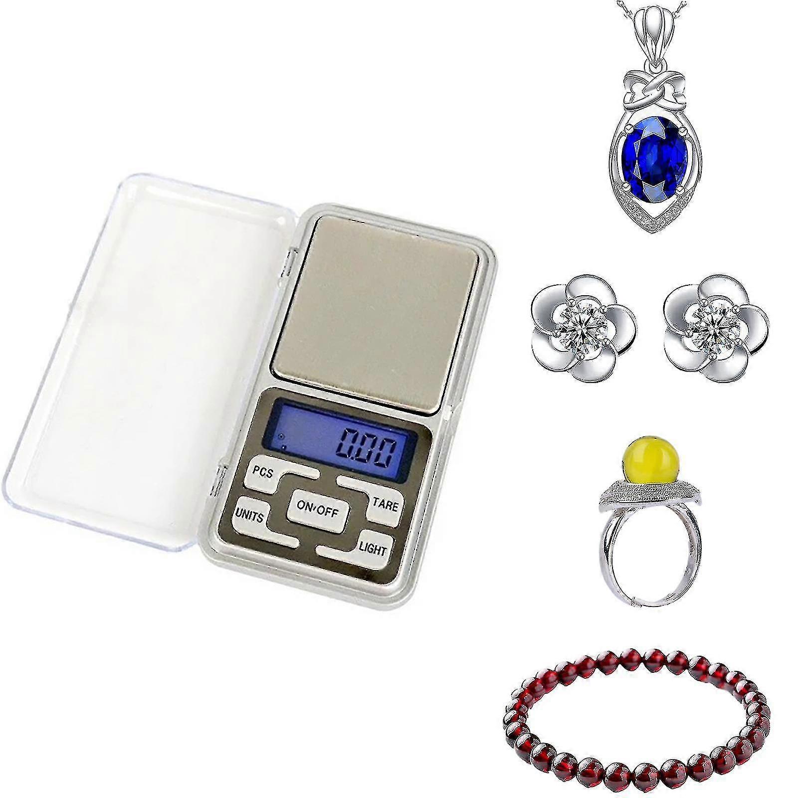 Portable digital scale, foldable with multi-unit blue light display, suitable for weighing jewelry and spices