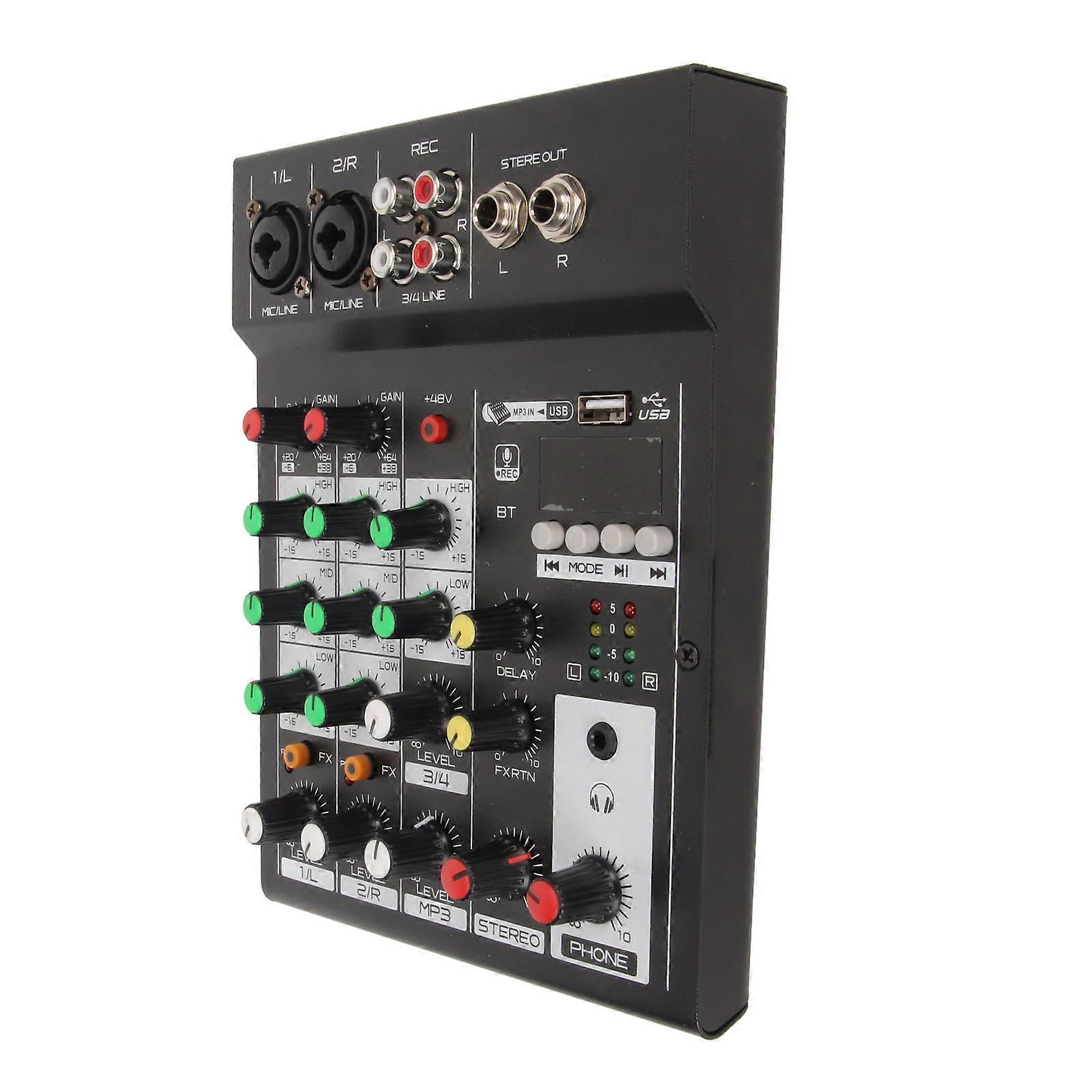 Bluetooth 4-Channel Mini Mixer Board with U Disk Support 100-240V US Plug