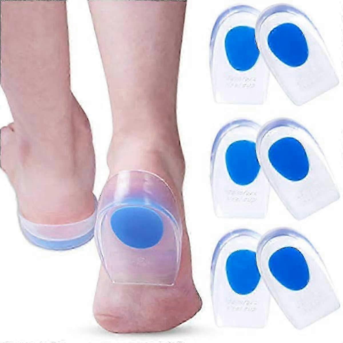 3 Pairs Gel Heel Cups Plantar Fasciitis Inserts, Silicone Gel Heel Pads For Heel Pain, Bone Spur & Achilles Pain