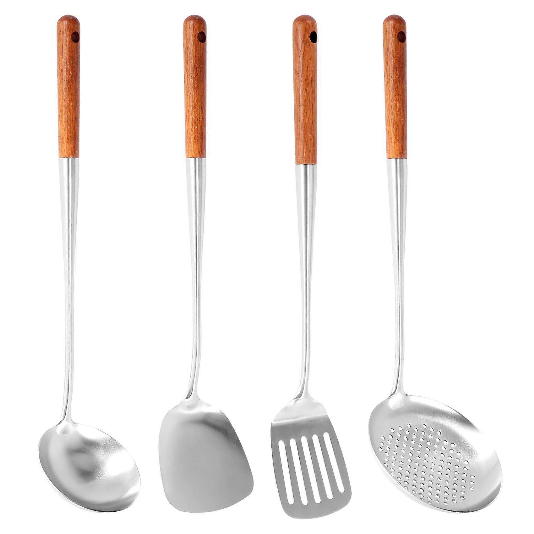 Long Handle Stainless Steel Wok Spatula Kitchen Slotted Rice Spoon Ladle Cooking Tools Utensil Set
