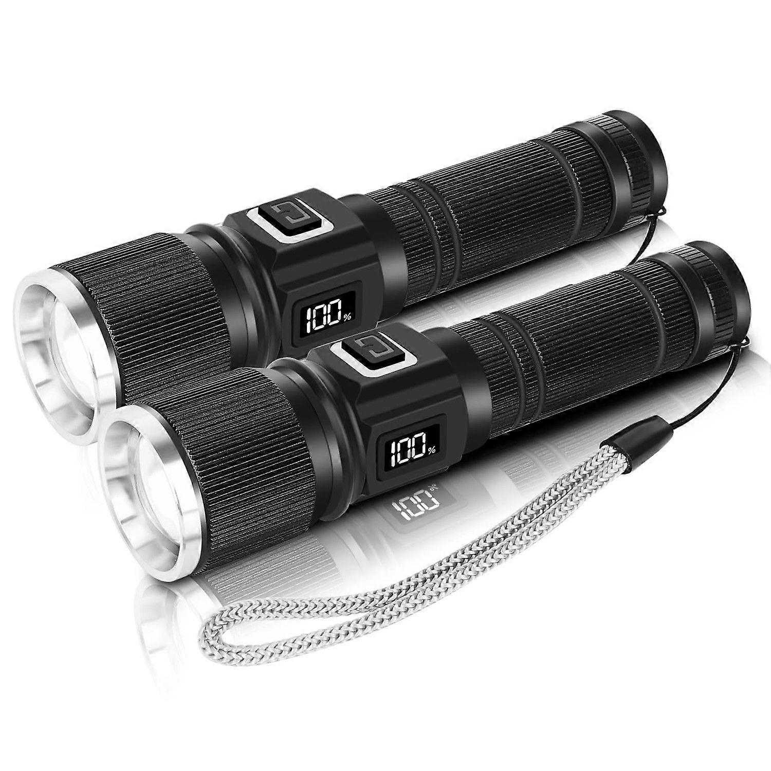 Flashlight Rechargeable with LCD Display, 1300 High Lumens Flashlight Super Bright 30W Long Throw HighBeam Pocket Flashlights, 3 Modes Small FlashLigh