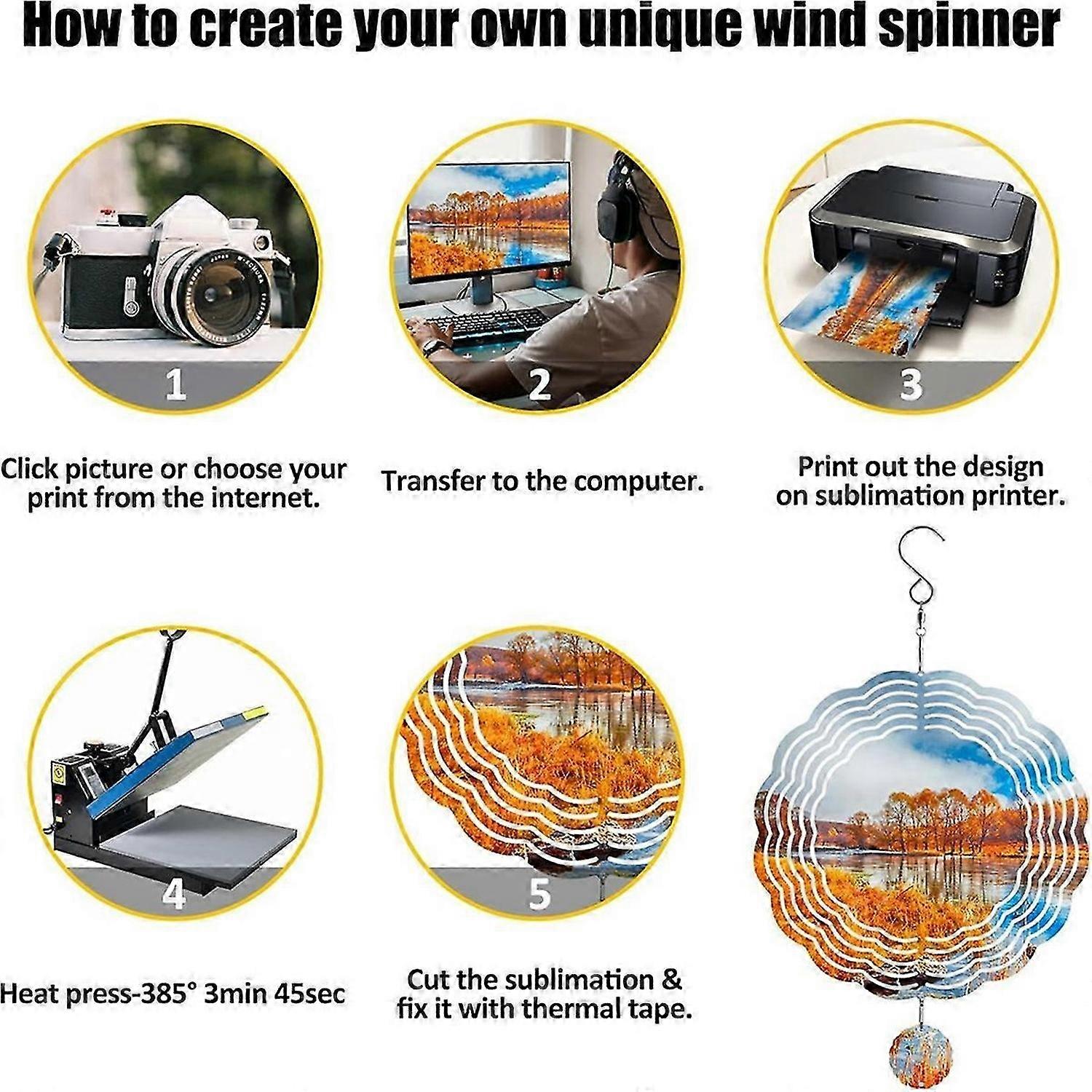 10Pack Aluminum Sublimation Wind Spinner Blanks