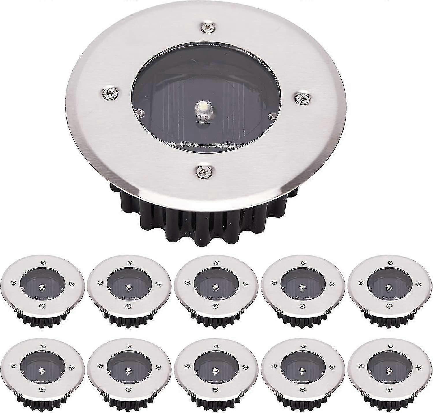 Led Solar Ground Light 10 Pack,ip65 Waterproof (cool White, Round) [energy Class A+]