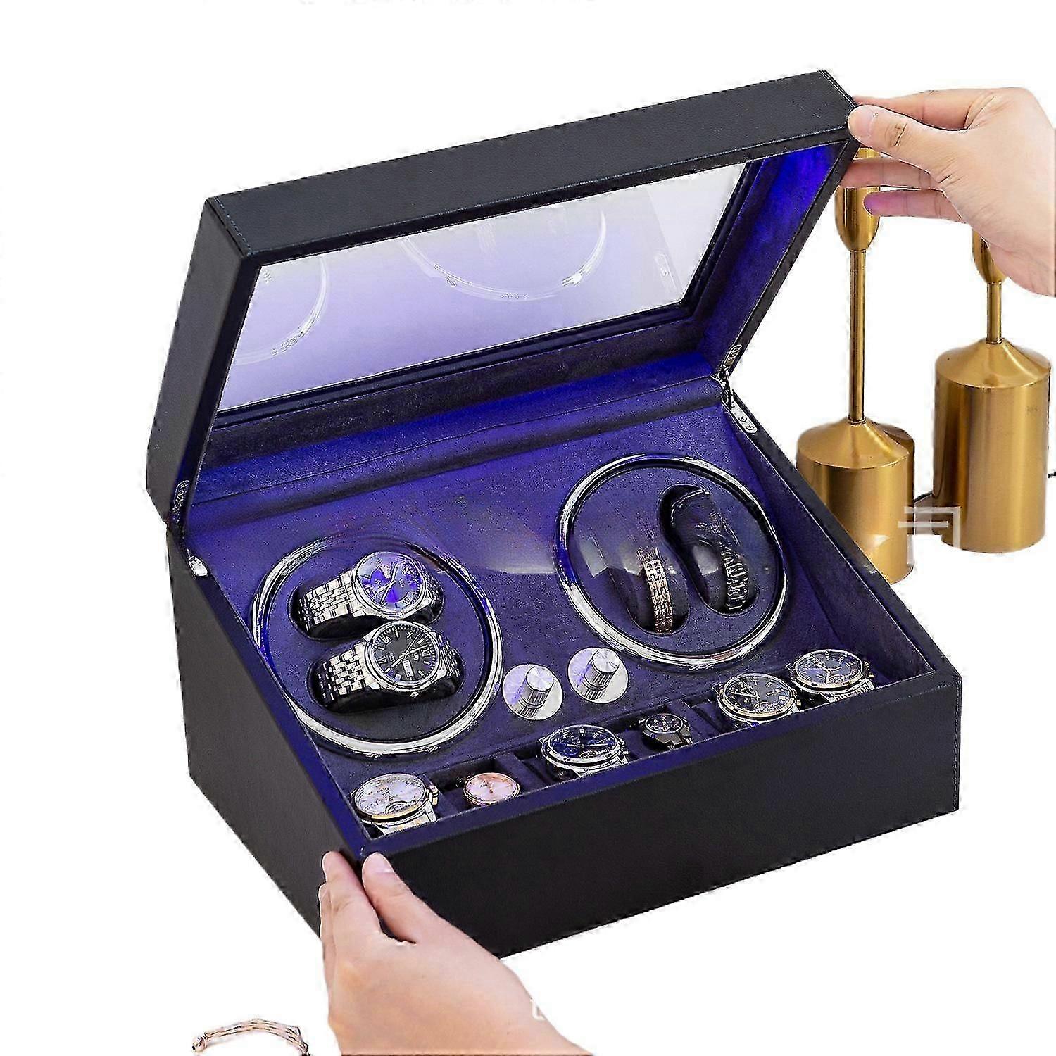 Leather automatic watch winder box 4 plus 6 slots