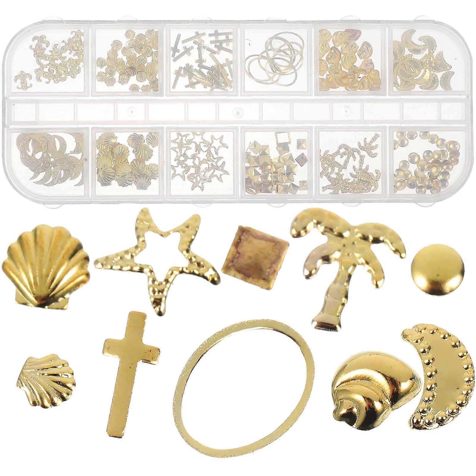 Beautiful Golden Alloy Nail for Manicure 3 Box Set