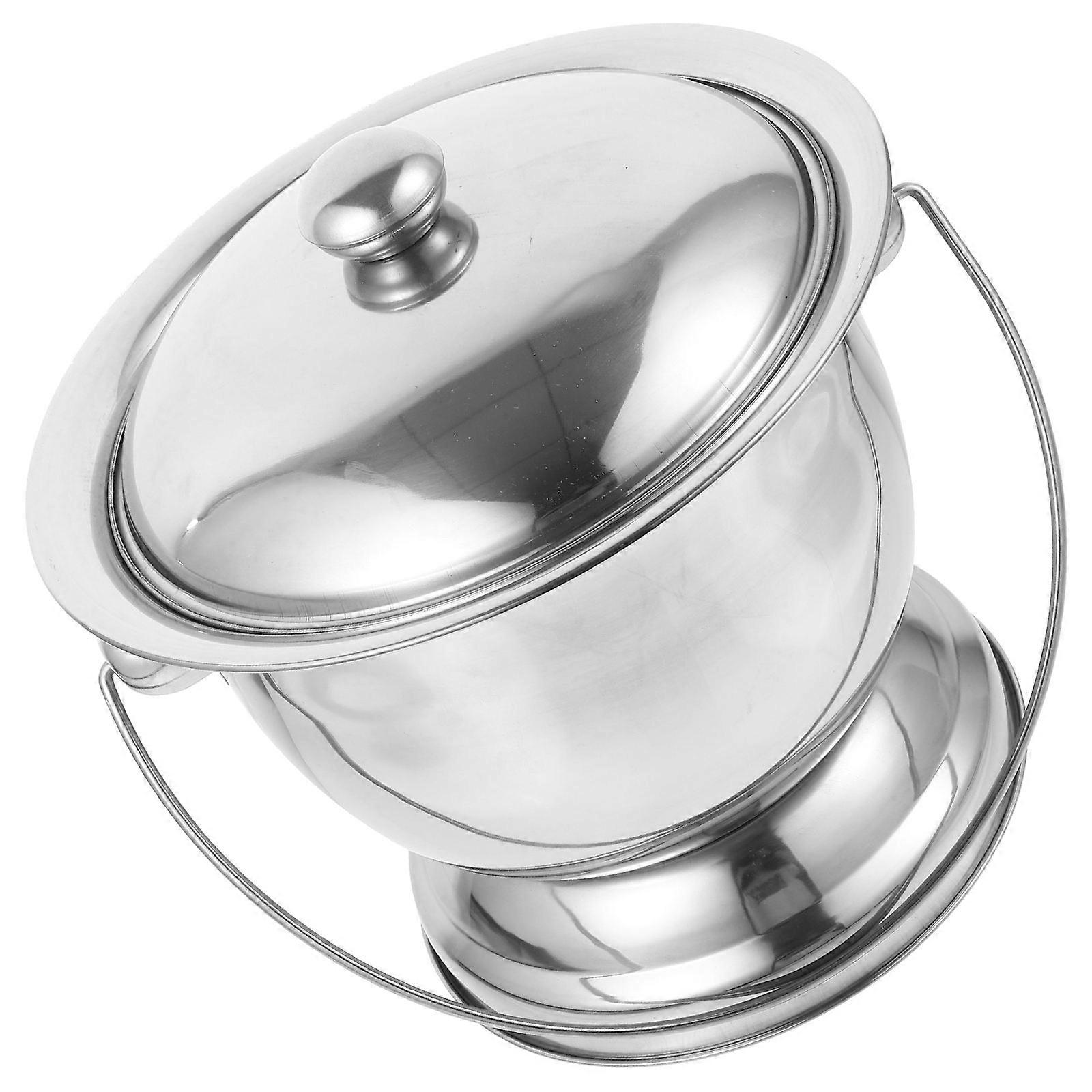 Portable Stainless Steel Chamber Pot for Storage Use 1Set with Lid Unisex
