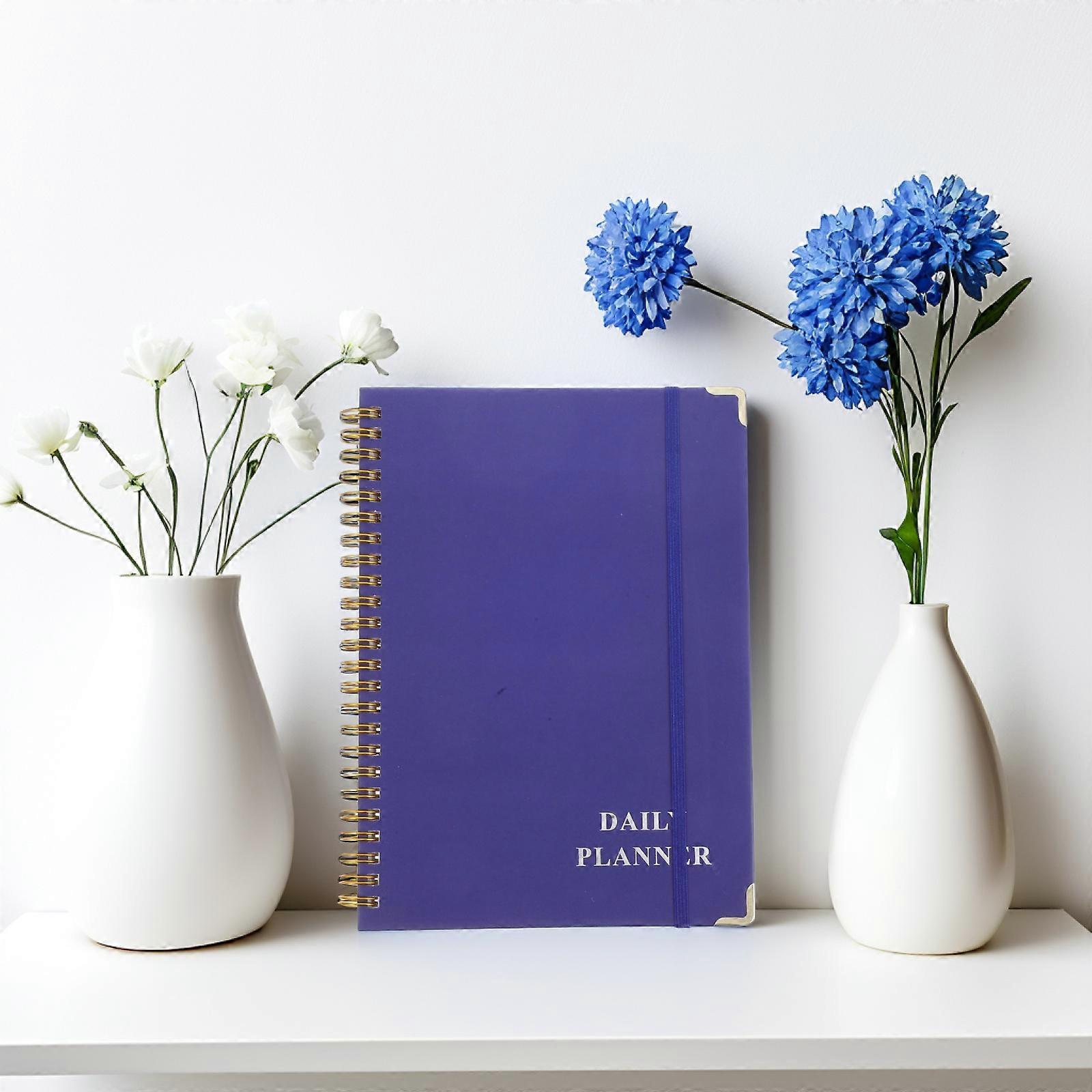 Dark Blue A5 Notebook for Work Spiral Journal with 2Pcs Undated Planner