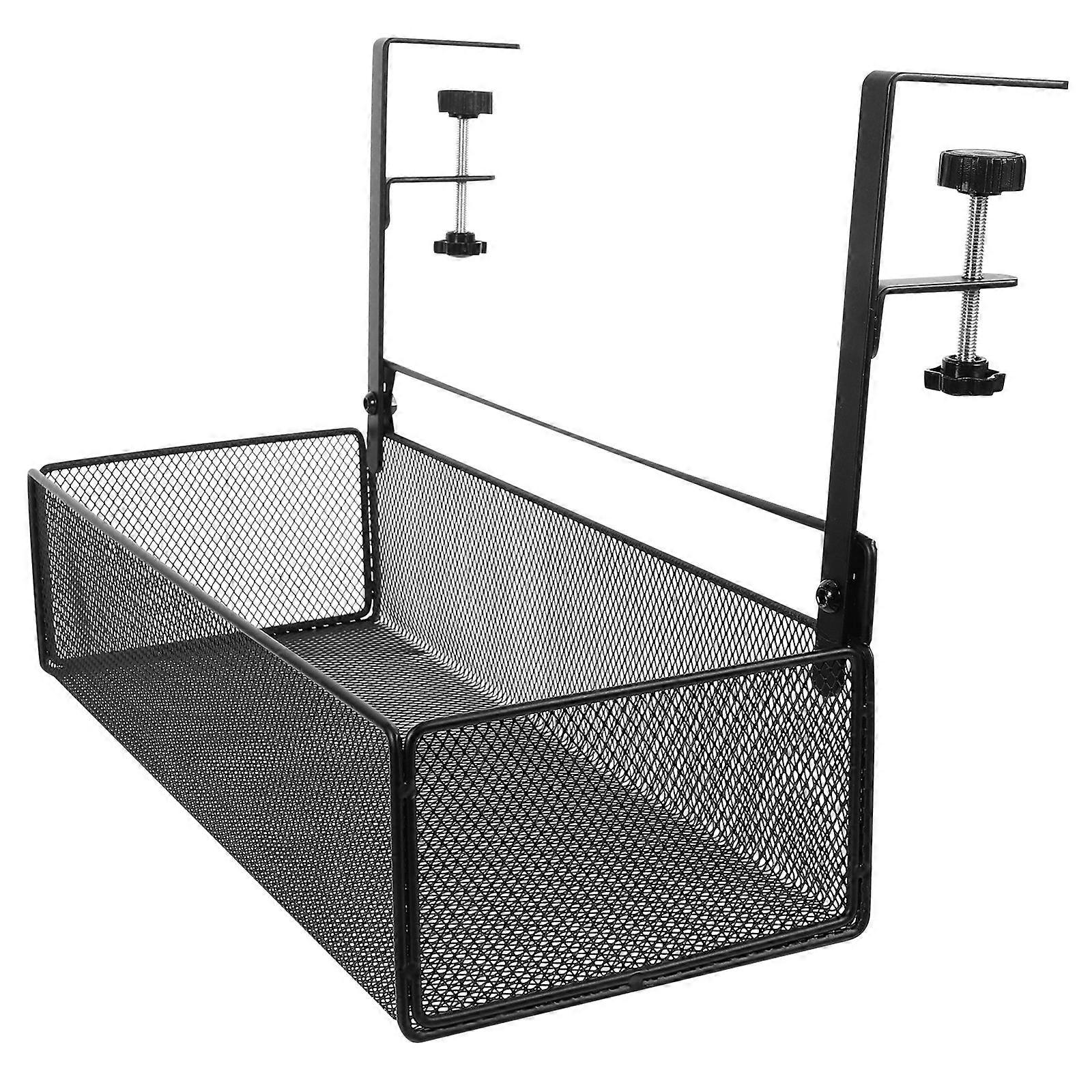 Clamp On Desk Side File Document Organizer For Office Use In Black 36.80X25.00X15.20CM For Desk Clutter Reduction 1Pcs