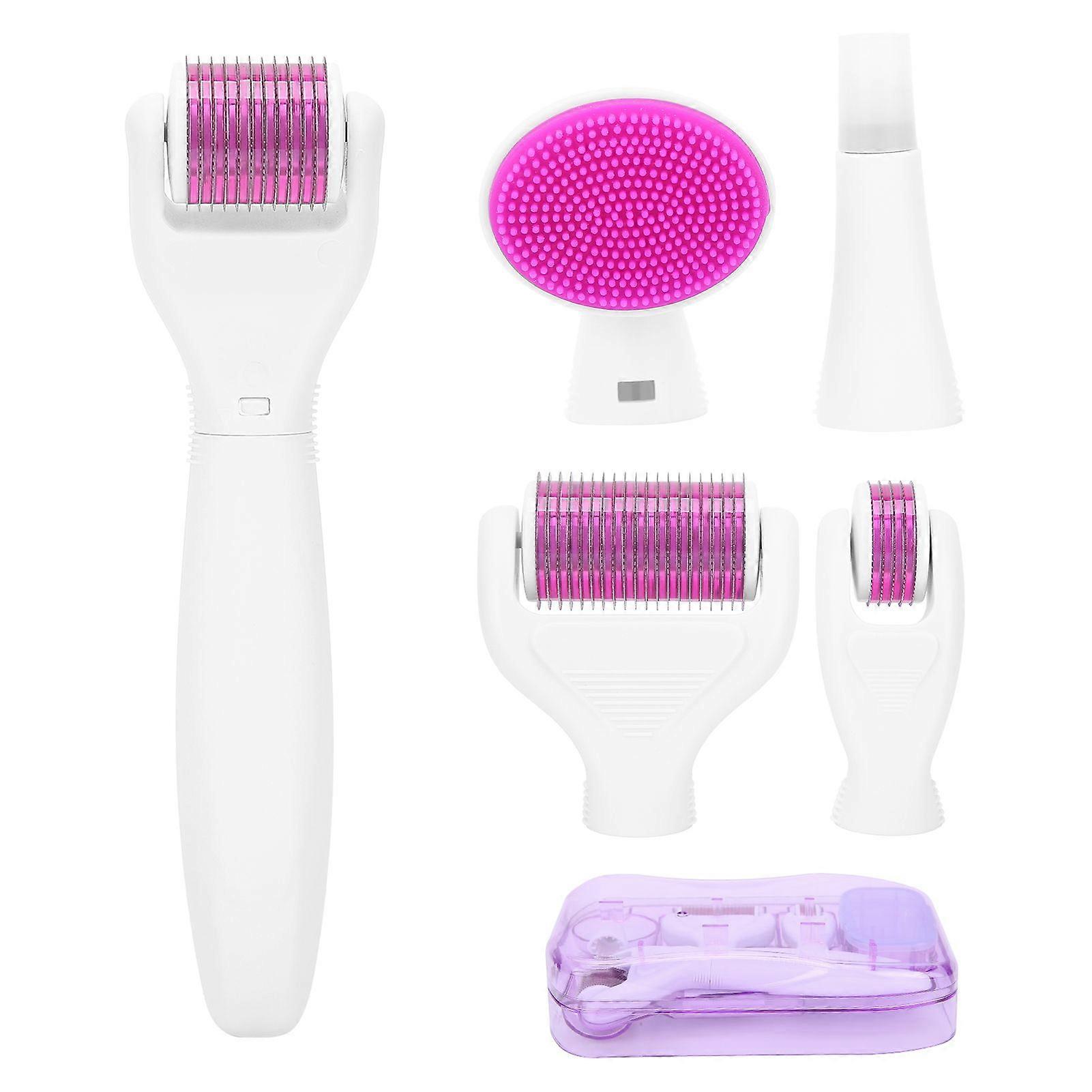 Micro Needle Roller Facial Skin Cleaning Brush Needle Roller with Replaceable Roller Heads