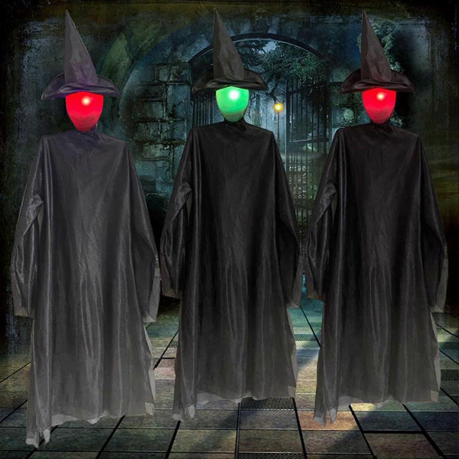 Halloween Witch Decoration Outdoor Witch Holding Hands Statue Light Up Screaming Witch Figure for Halloween Yard Decor Qinghai