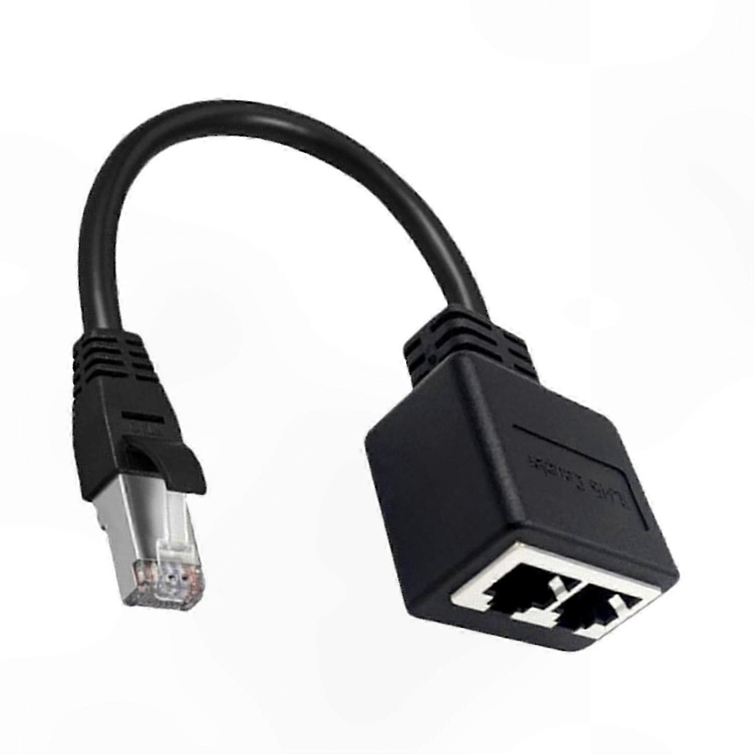 Ethernet Splitter Adapter, 1 Male to 2 Female LAN Port Connector for Network Cable Connection