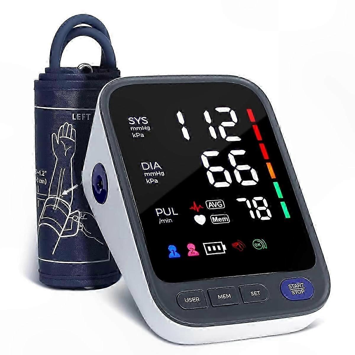 Digital Blood Pressure Monitor with Adjustable Cuff for Upper Arm, Automatic Health Tracking Device