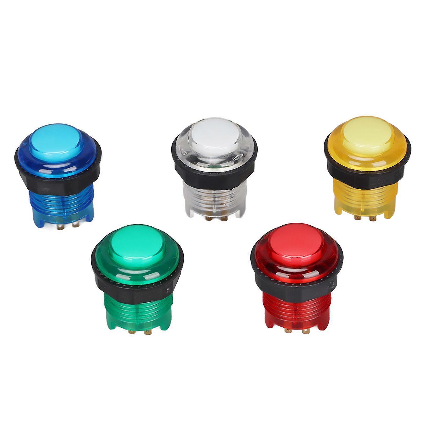 5pcs Arcade Push Buttons Professional LED Illuminated Push Buttons for Game Machine 5V