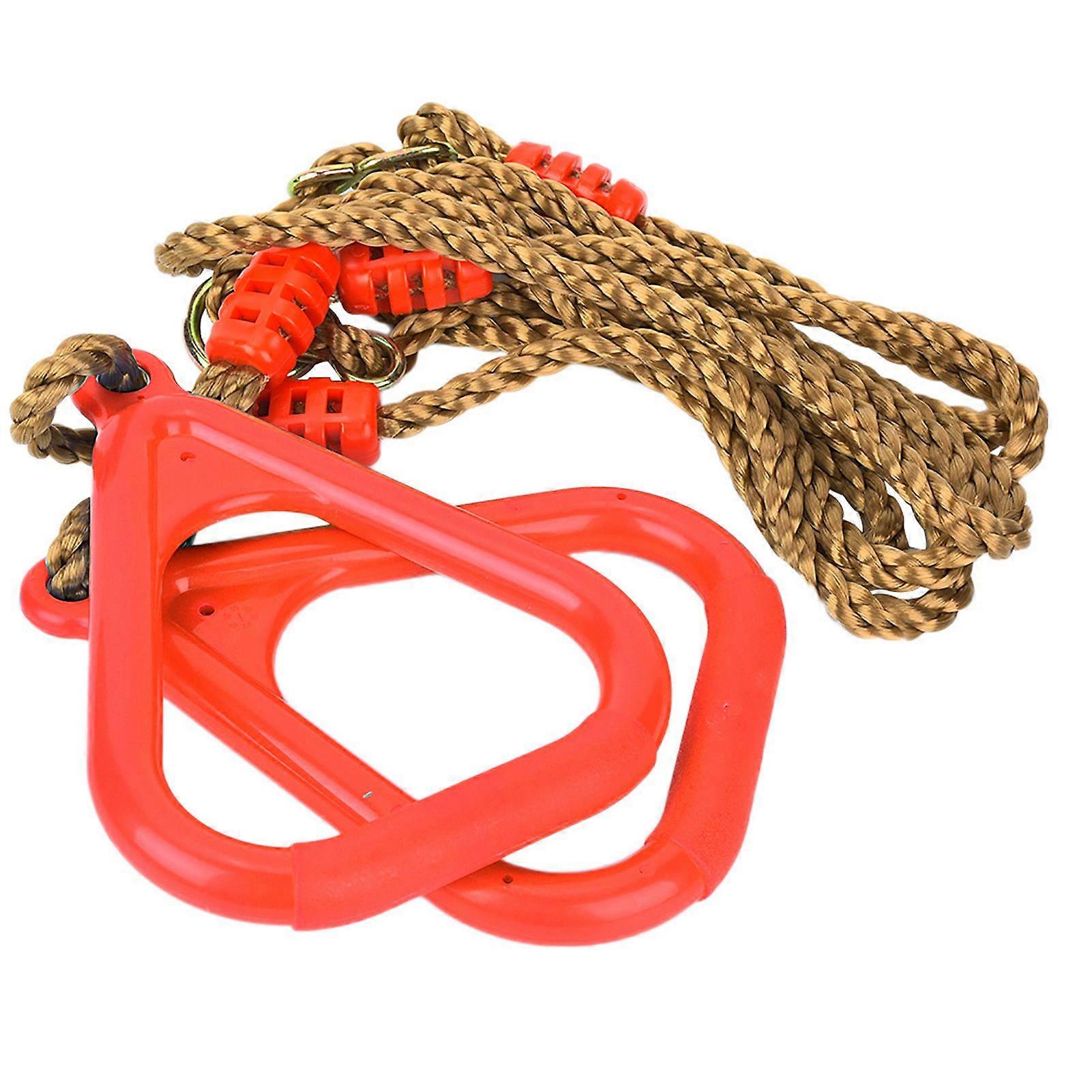 A Pair of Adjustable Plastic Children Swing Gym Fitness Exercise Sports Hanging Ring with Rope Red