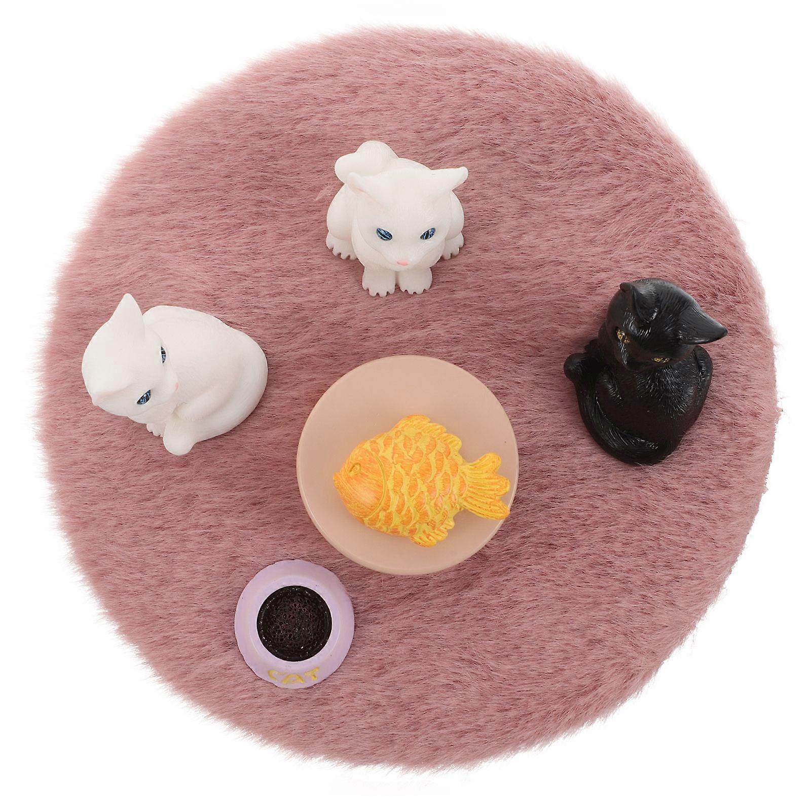 Realistic Mini Cat Plush Figurines for Micro Landscape Decor 3Sets