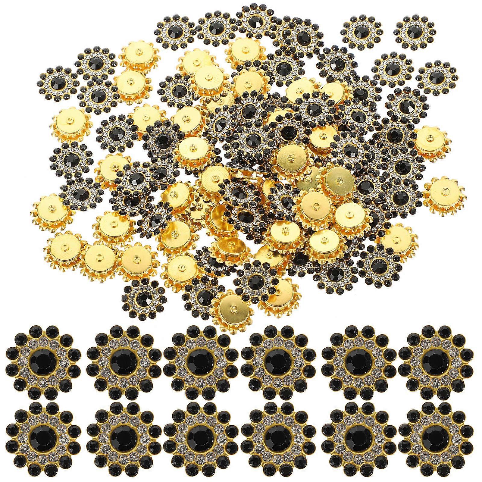 Black Flatback Rhinestone Embellishments for Craft Making 5Pcs 1 Bag
