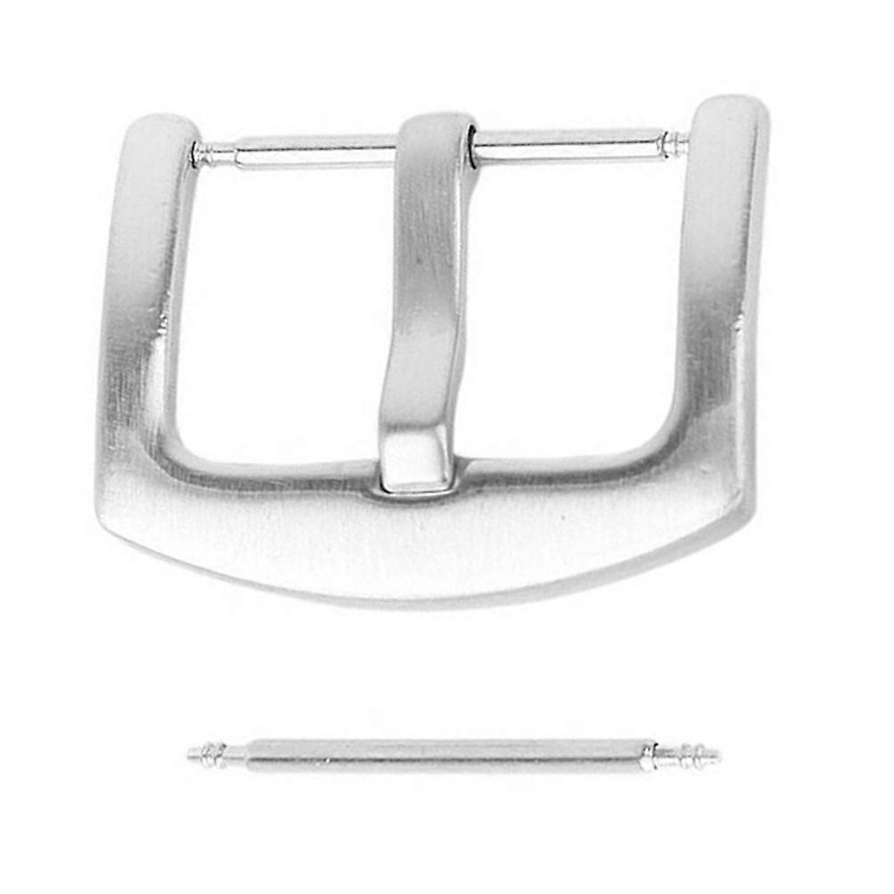 22mm Solid Watch Band Strap Pin Clasp Buckle with Spring Bar (Silver)
