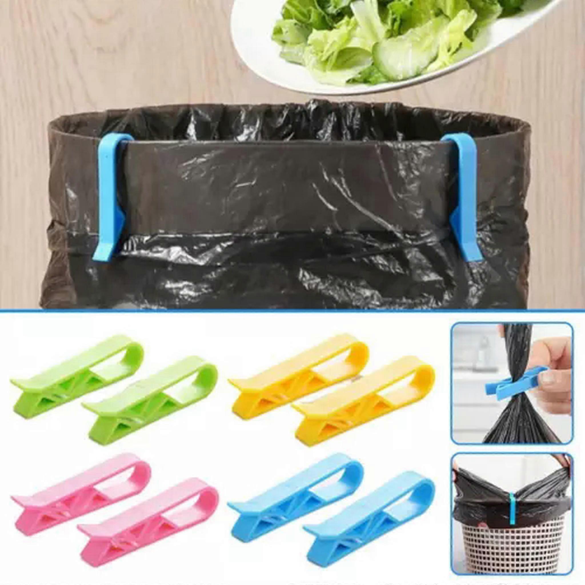 TUMALL 2x Universal Trash Bag Fixed Clip Waste Basket Rubbish Bin Garbage Can Clamp NEW-Yellow
