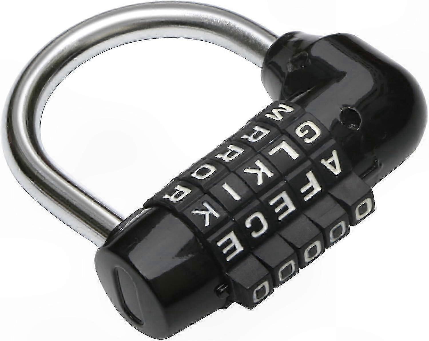 5-Dial Black Combination Padlock for Bikes, Laptops, Backpacks, Escape Rooms