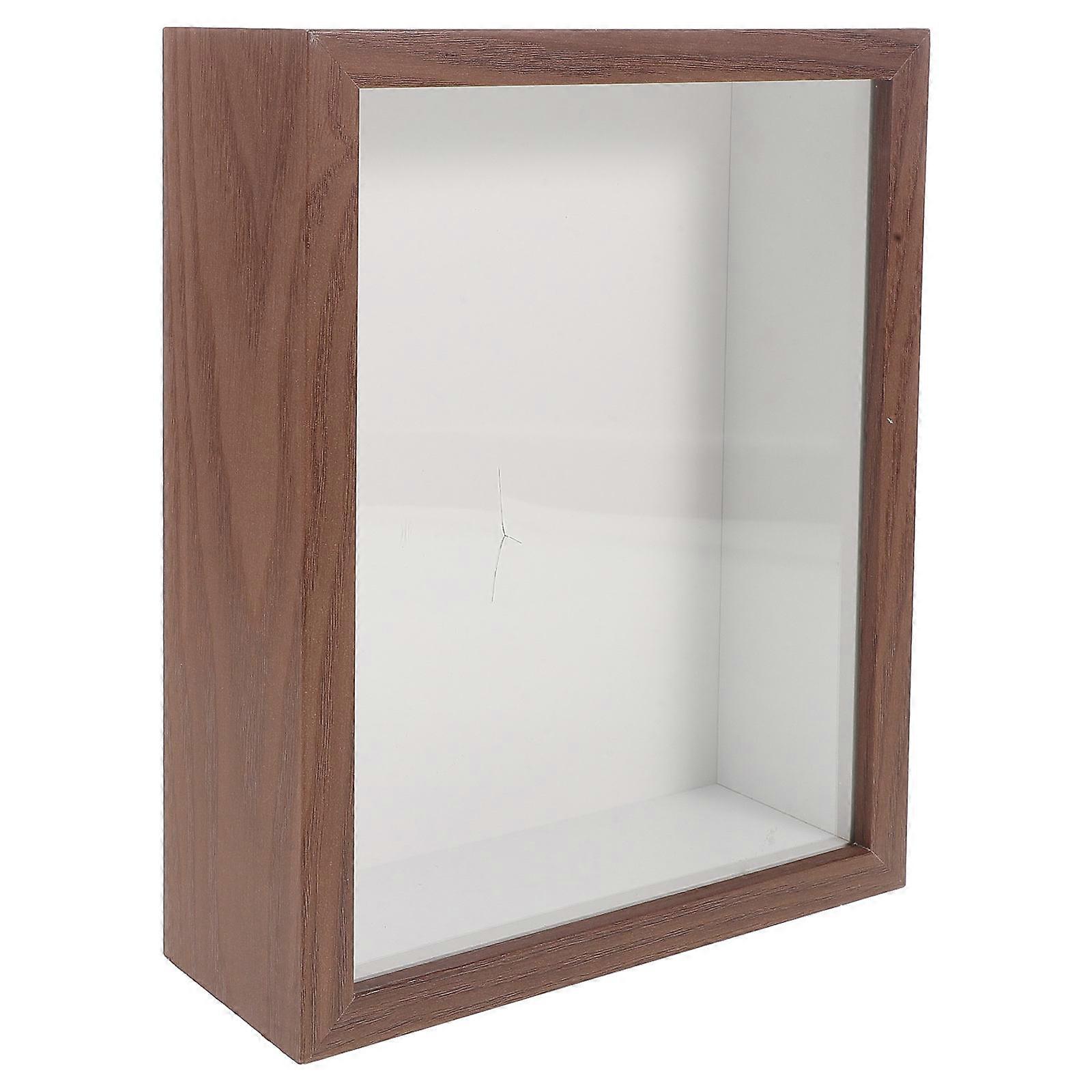 Deep Shadow Box for Specimen Display with 4Pcs Coffee Wood Acrylic Frames