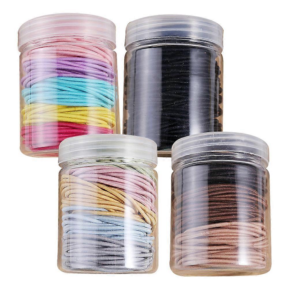 Nylon Hair Band Colored Head Rope for Girls 4 Boxes Assorted Elastic Bands