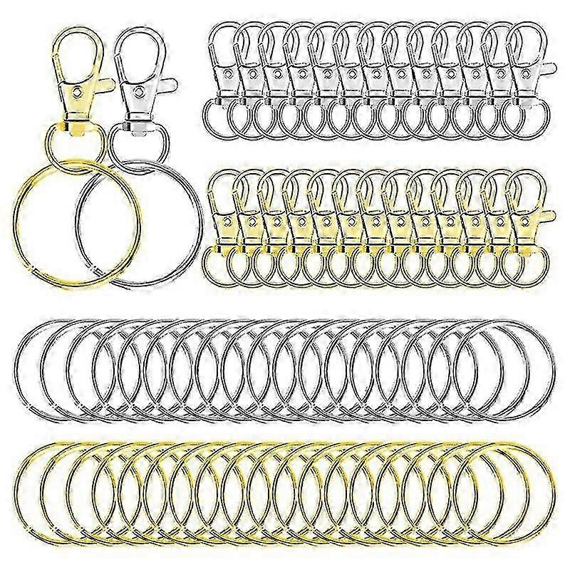 Improved Swivel Clasps & Key Rings Set for DIY Enthusiasts - 60 Lobster Swivel Clasps & 60 Key Rings Total