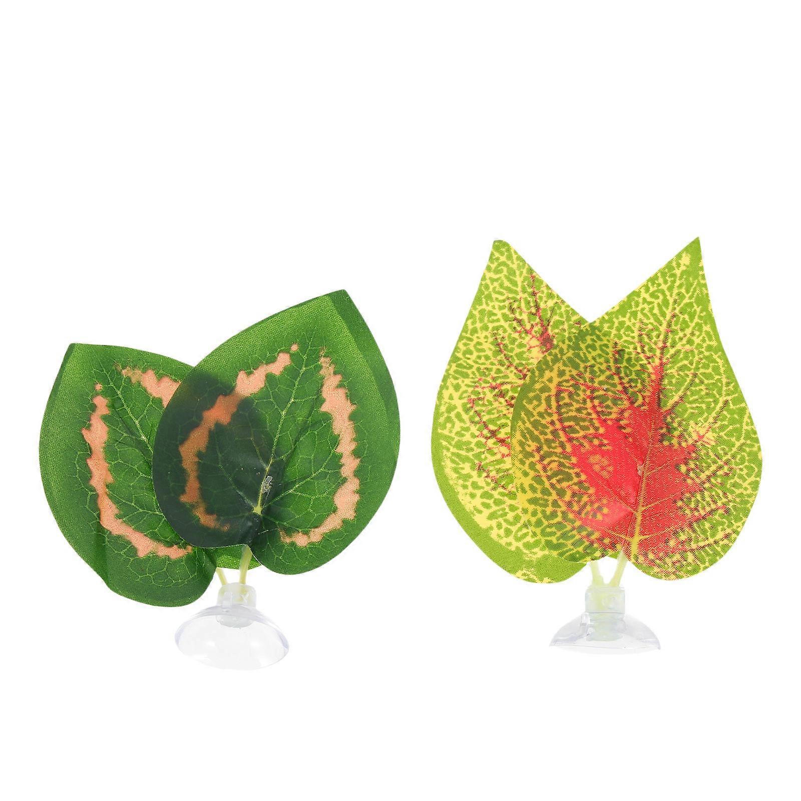 Akvariumdekor Växter Reptiltank Konstgjorda Bladprydnader Simuleringsväxtdesign För Akvarium Hemmakontorsdekor 2 st