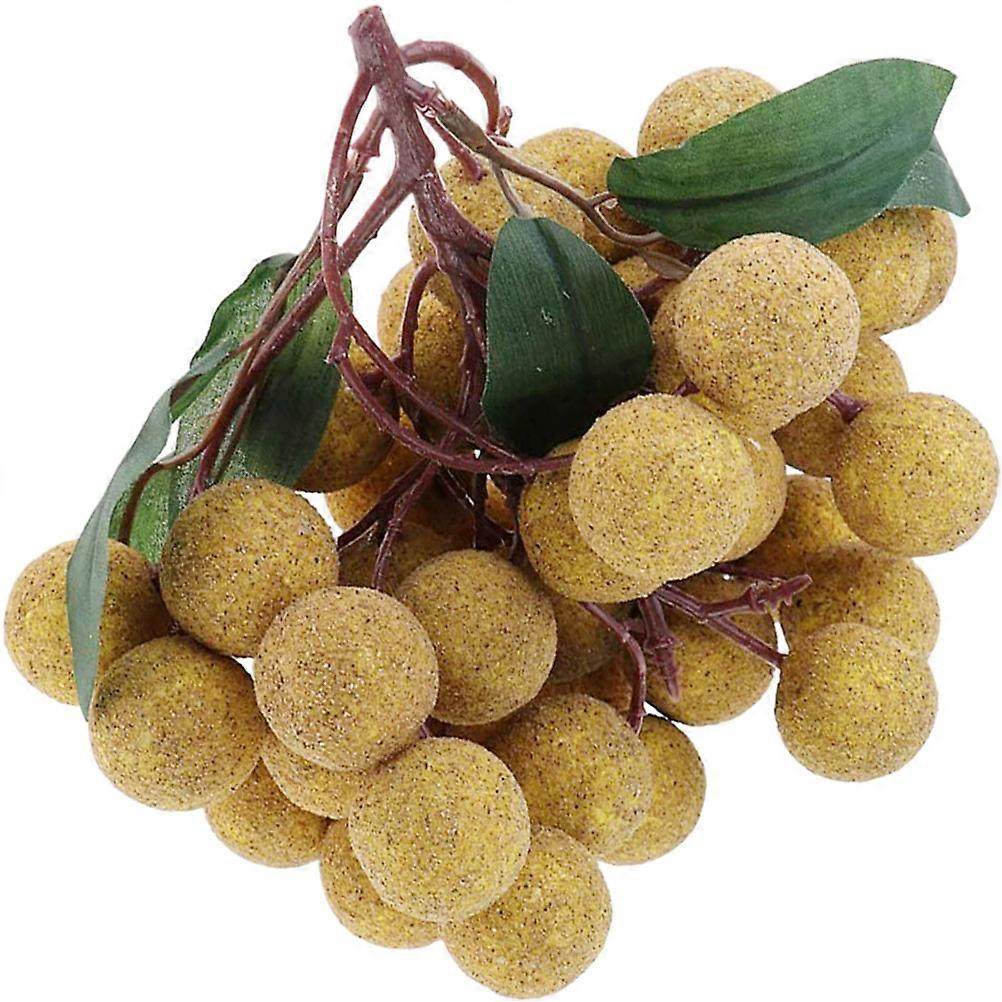 3Pcs Fake Longan Model Decorative Fruit Prop Photography Teaching Prop Round Shape Khaki Color