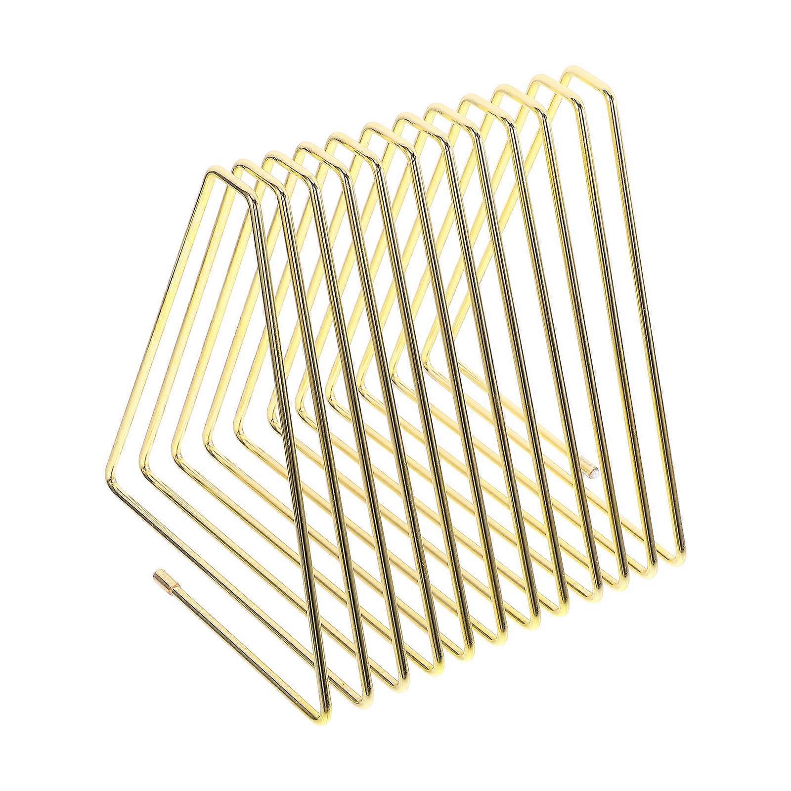Triangle File Organizer Rack Stand For Vinyl Records Books And Files Golden Metal Wire 1Set