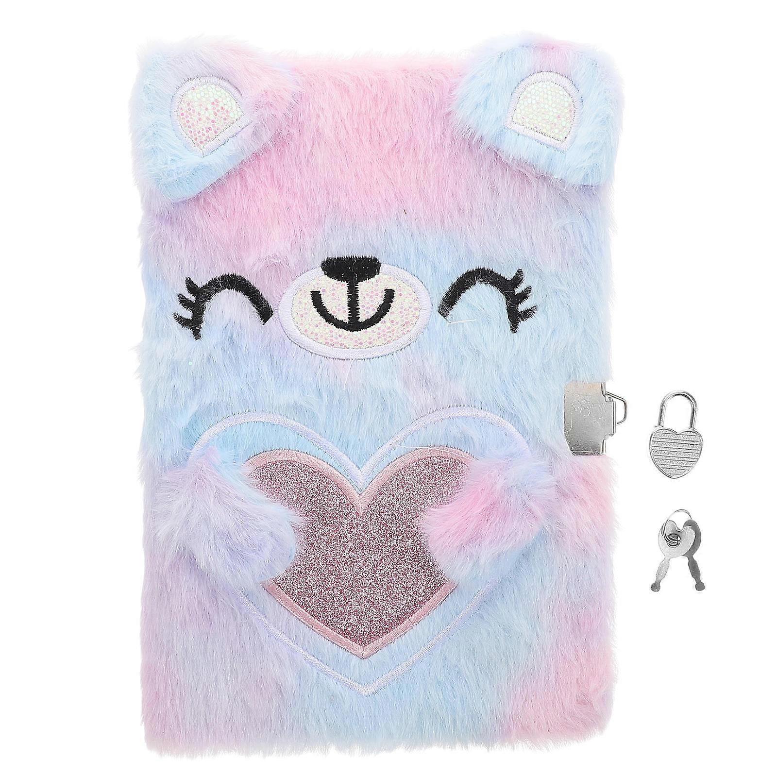 Adorable Plush Notebook with Lock for Children Daily Use 4Pcs