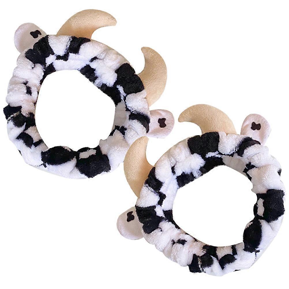 Spa Headband Cow Pattern for Makeup Use 6Pcs Multi Color Headbands