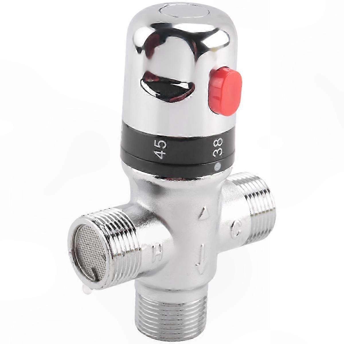 Copper Thermostatic Mixer Valve, 3/4 Inch Solar Heater Temperature Regulator for Water Systems