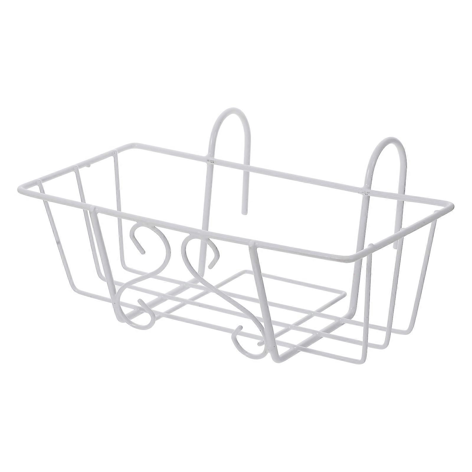 Flower Rack Iron Plant Stand for Use 2Pcs White Hanging Planter Pot