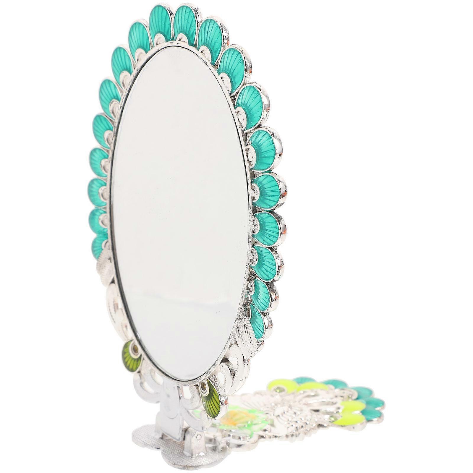 Vintage Foldable Peacock Handheld Makeup Mirror 4Pcs Set