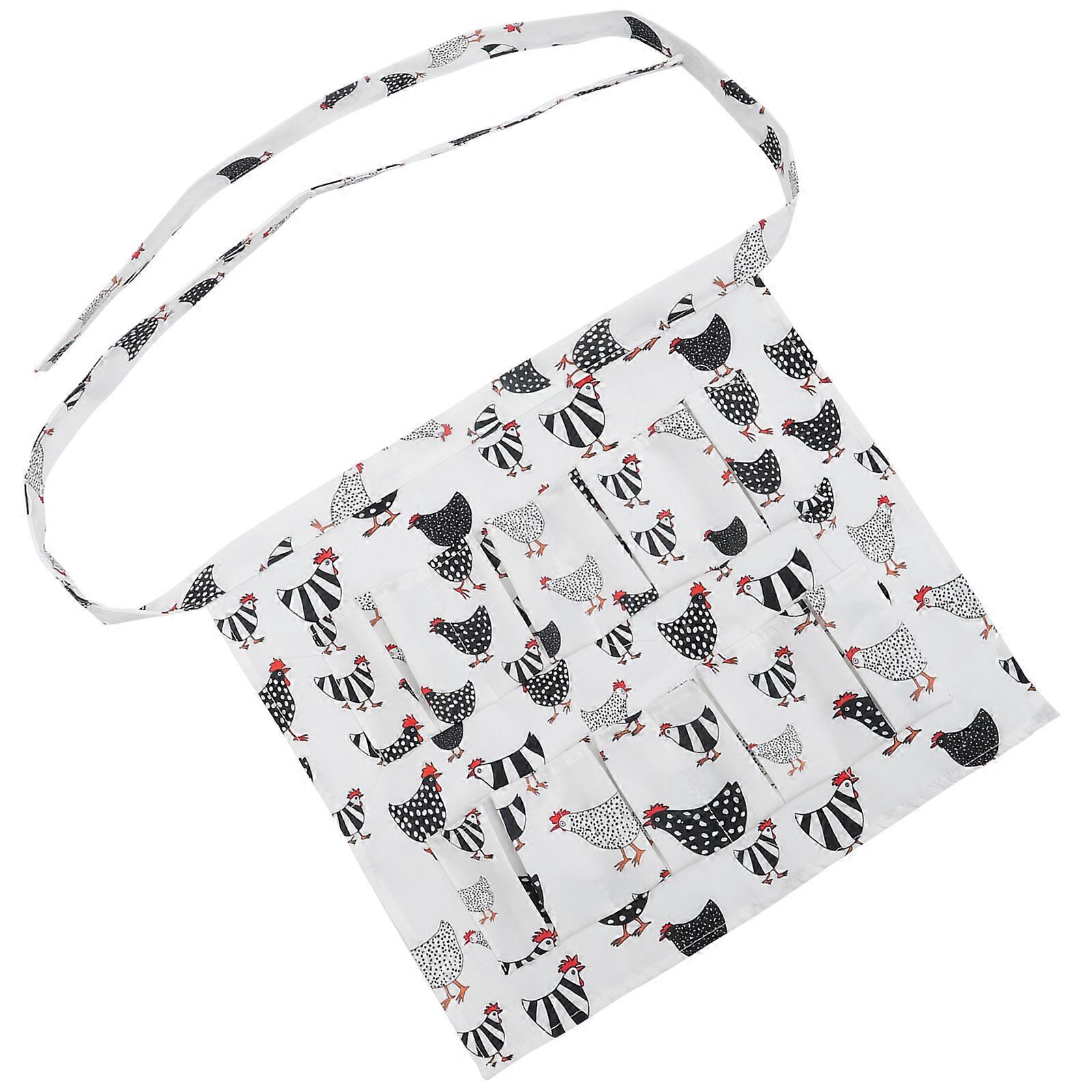 Egg Gathering Apron with Pockets for Farm Use 2Pcs Cloth Apron Black White