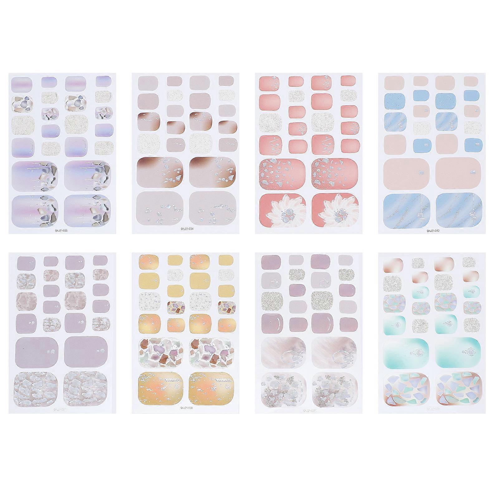Toe Nail Decor Stickers Nail Sticker for Decoration 24 Sheets Set