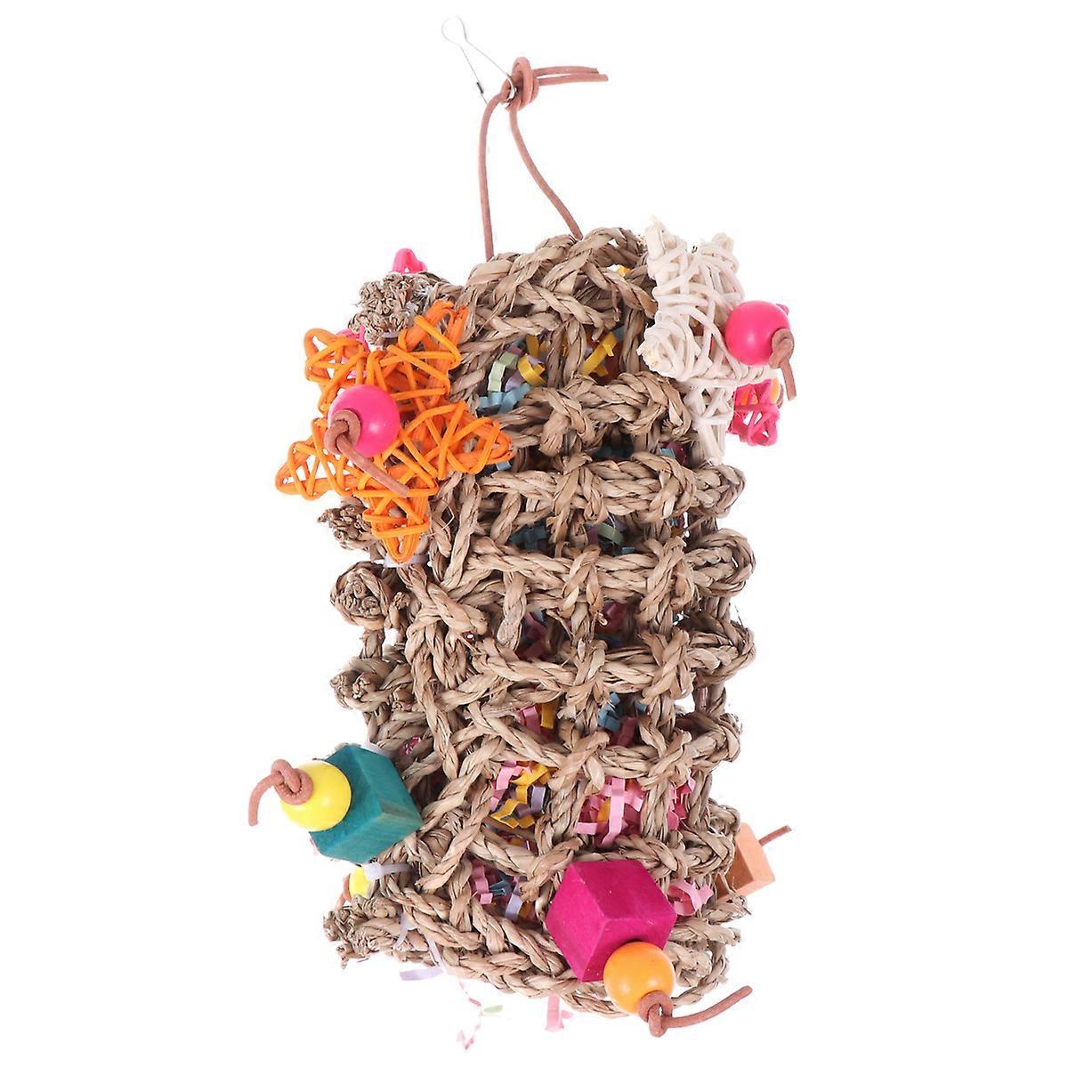 Paper Stuffing Toy Straw Basket Delivers 2Pcs Parrot Climbing Entertainment