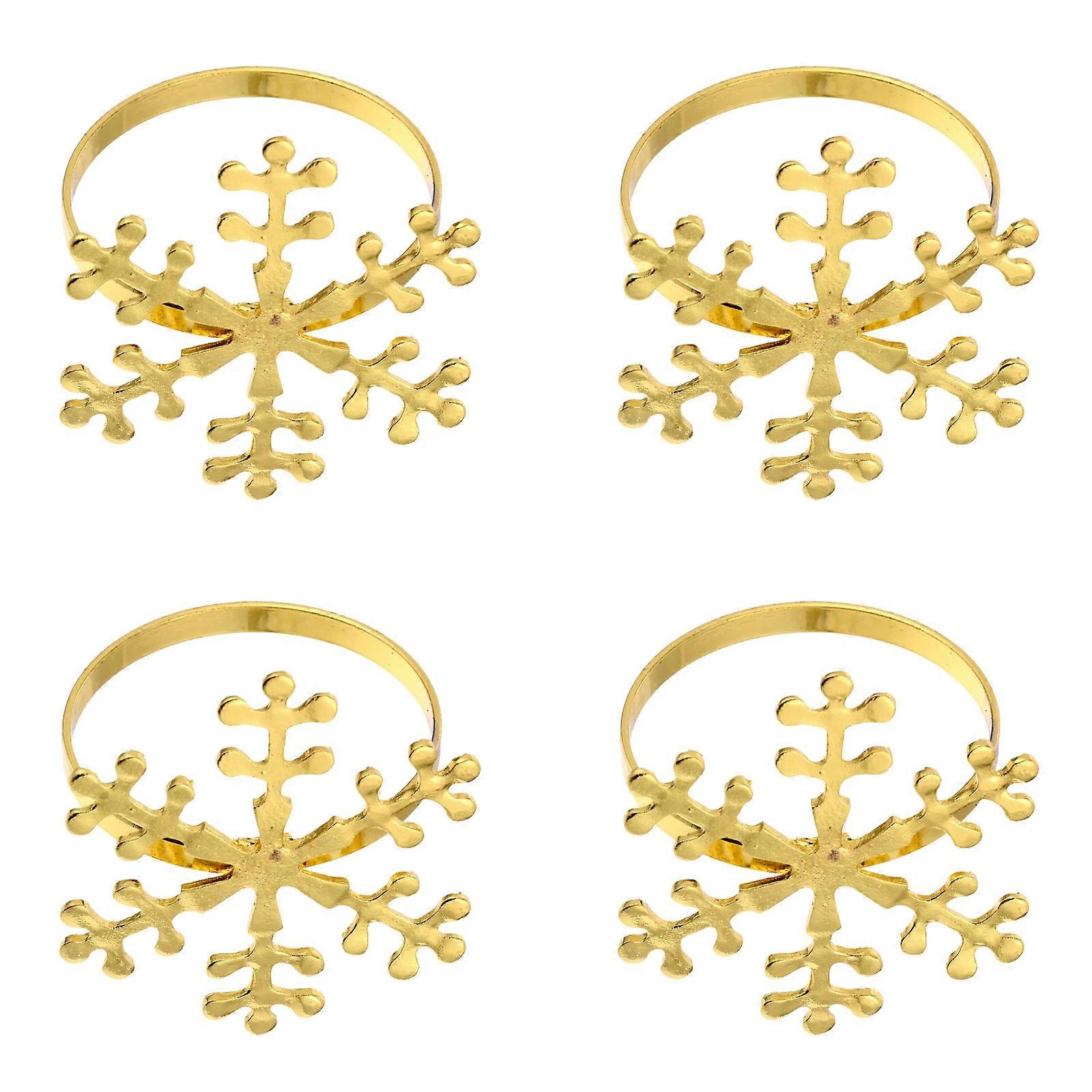 Christmas Theme Snowflake Napkin Rings In Elegant Style For Event Table Setting 4 Pcs Alloy
