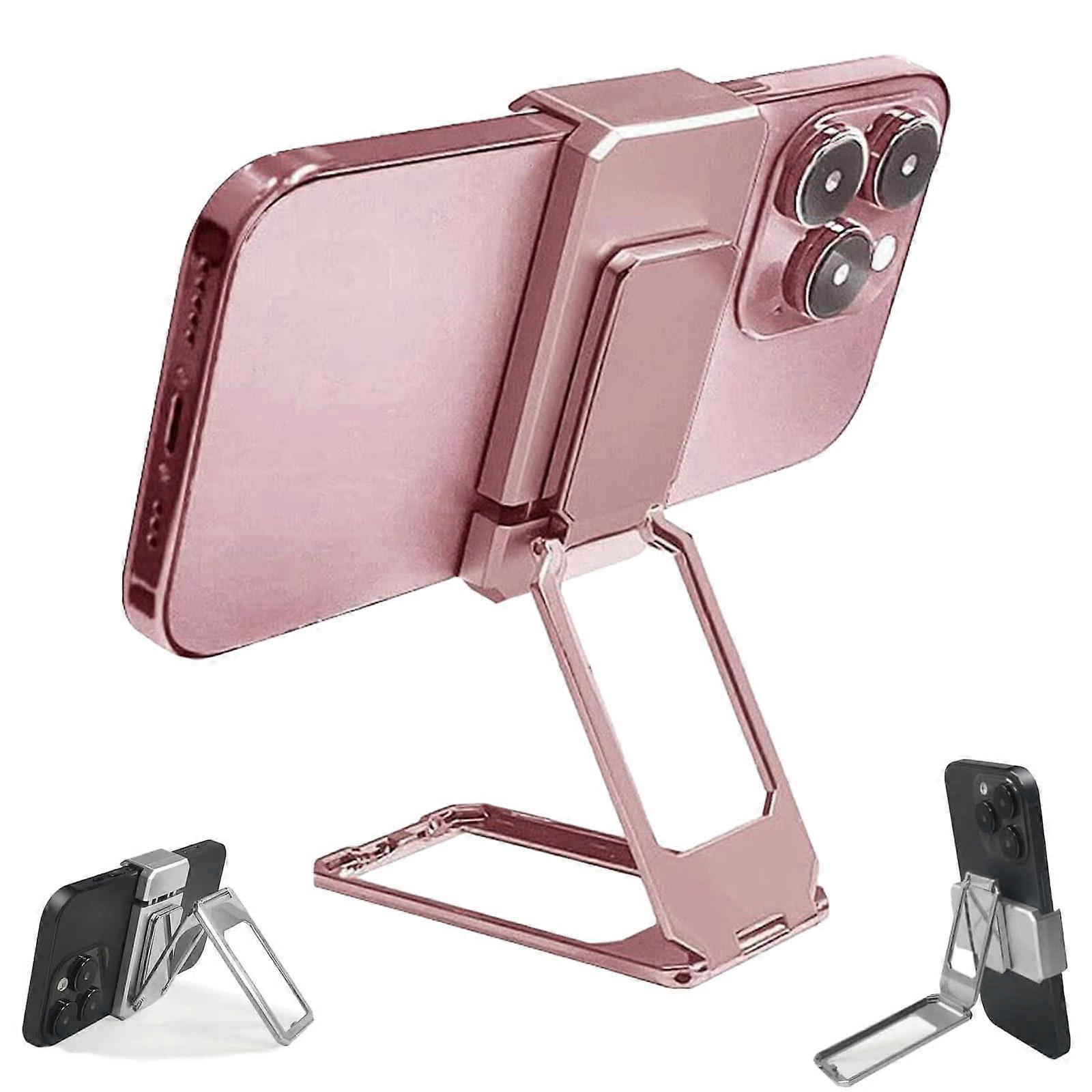 Back Clip Type 360 Folding Bracket Foldable Metal Double Ring Phone Holder Pink 1 Pcs Compatible With Smartphones