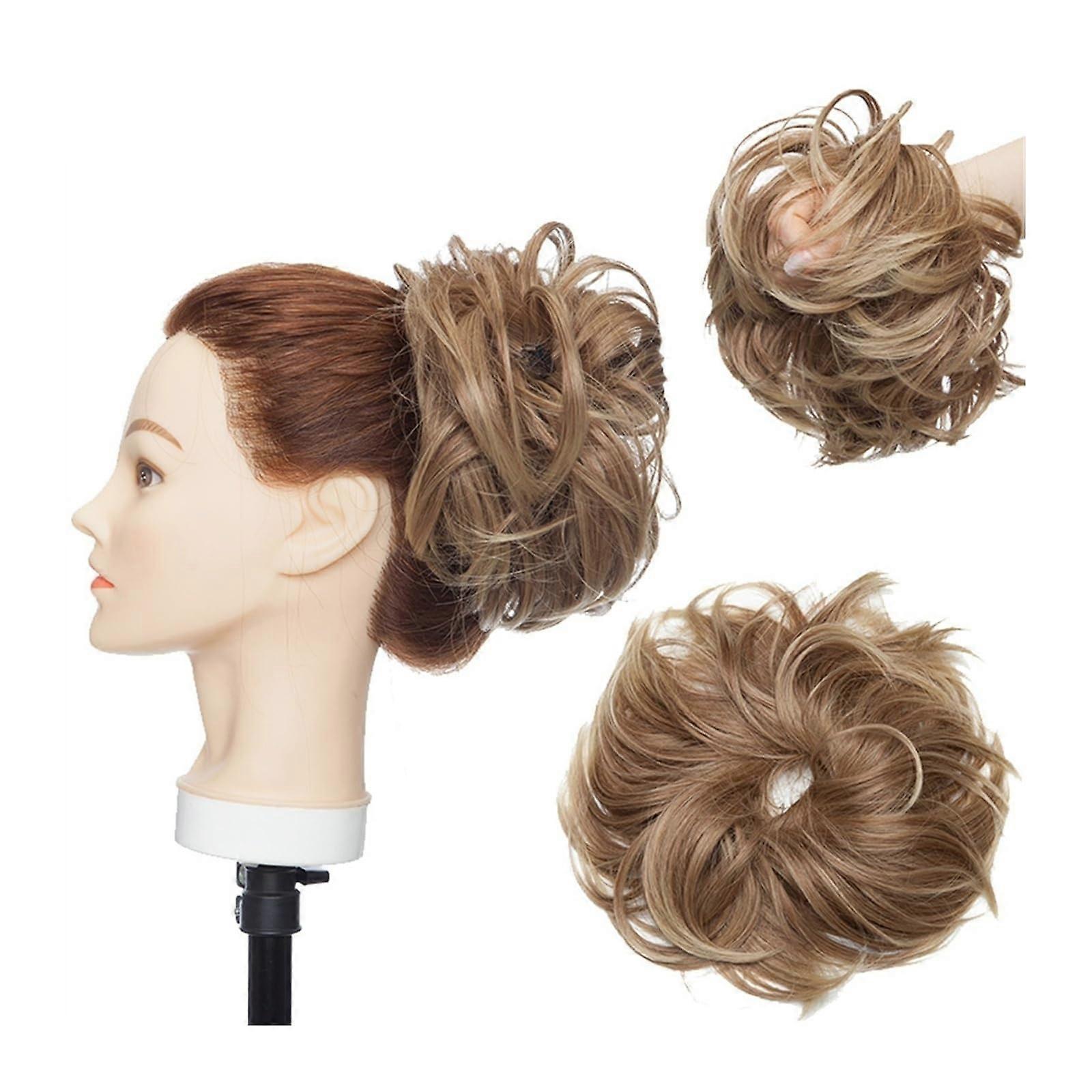 Hair Bun Extensions Synthetic Curly Messy Updo Hairpiece For Women Color 12H24 Elastic Thick Ponytail Wavy